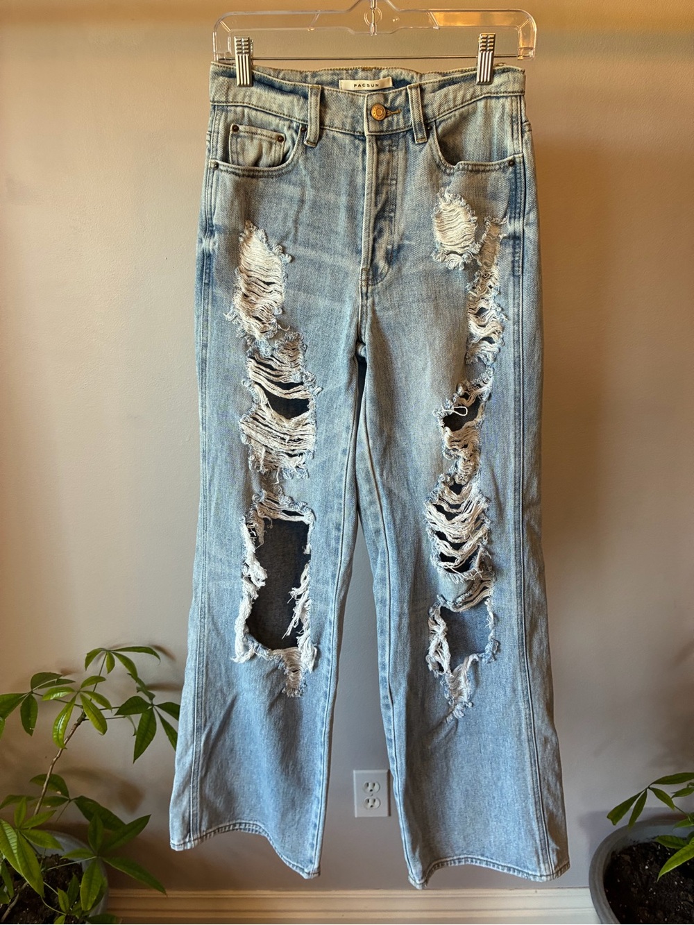 PacSun Baggy Distressed Wide Leg Jeans – Size 26